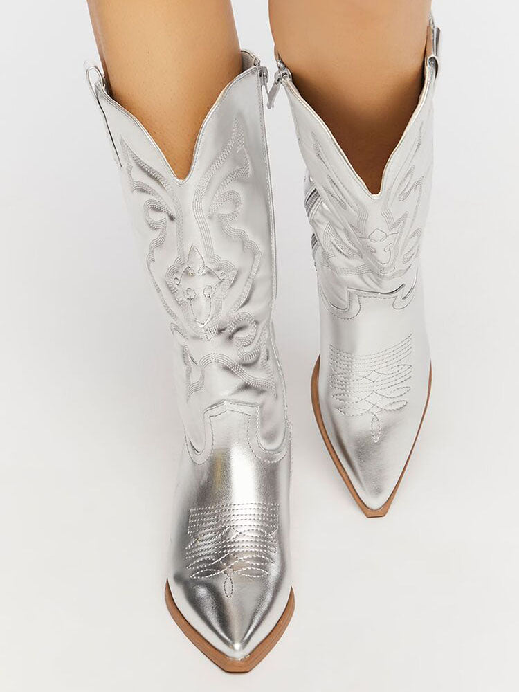 PU Leather Cowboy Boots