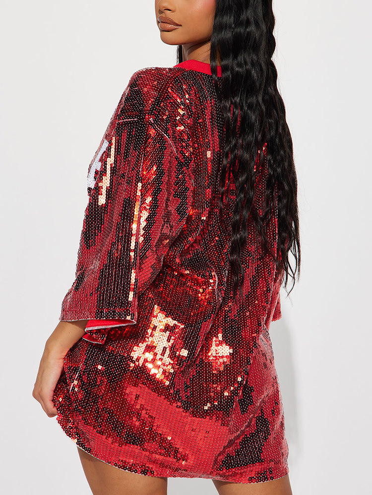 Print Sequin Dress