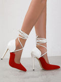 Lace-up Color Block Stiletto Heels