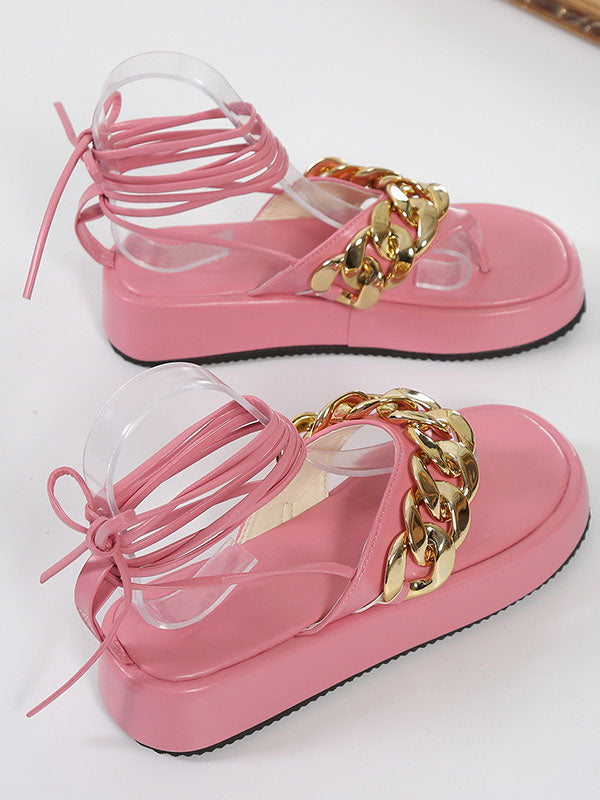 Clip Toe Platform Chain Sandals