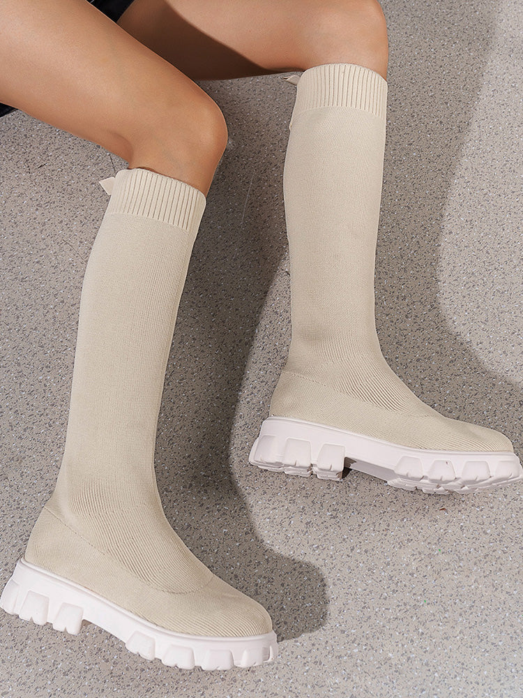 Knitted Flat Heel Sock Boots