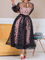 Polka Dot Mesh Patchwork Dress