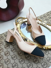 Chunky Heel Pointy Toe Slingback Sandals