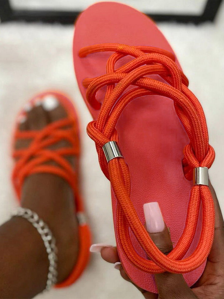 Crossover Rope Flats Sandals