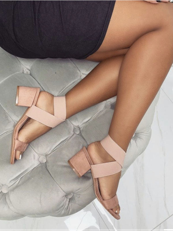 Round Toe Chunky Heel Sandal