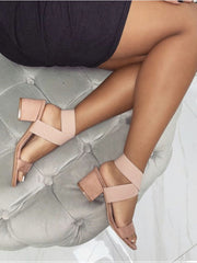 Round Toe Chunky Heel Sandal