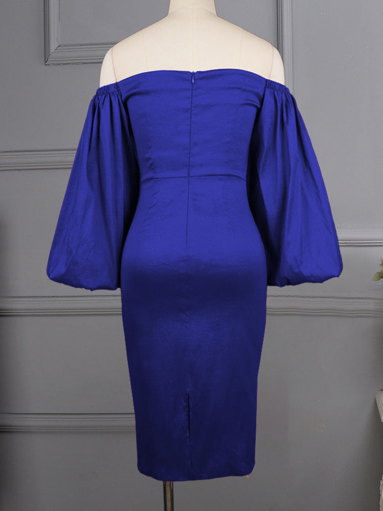 Lantern Sleeve Evening Dress