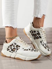 Zapatillas deportivas casuales de PU con estampado de leopardo