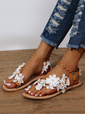 Lace Floral Flat Sandals