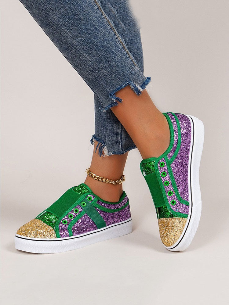 Color Block Sequin Canvas Sneakers