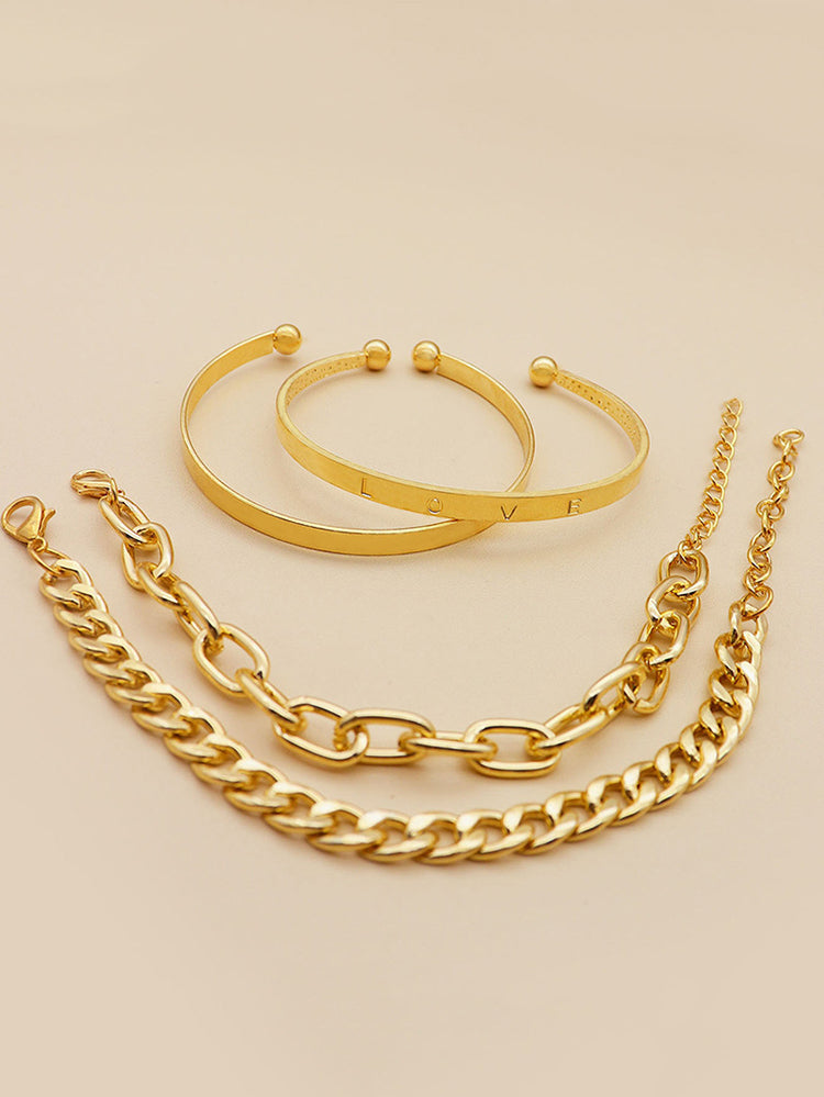 Love Gold 4 Pieces Bracelet Set
