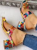 Colorful Rhinestones Geo Deco Sandals