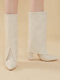 PU Leather Chunky Heel Boots