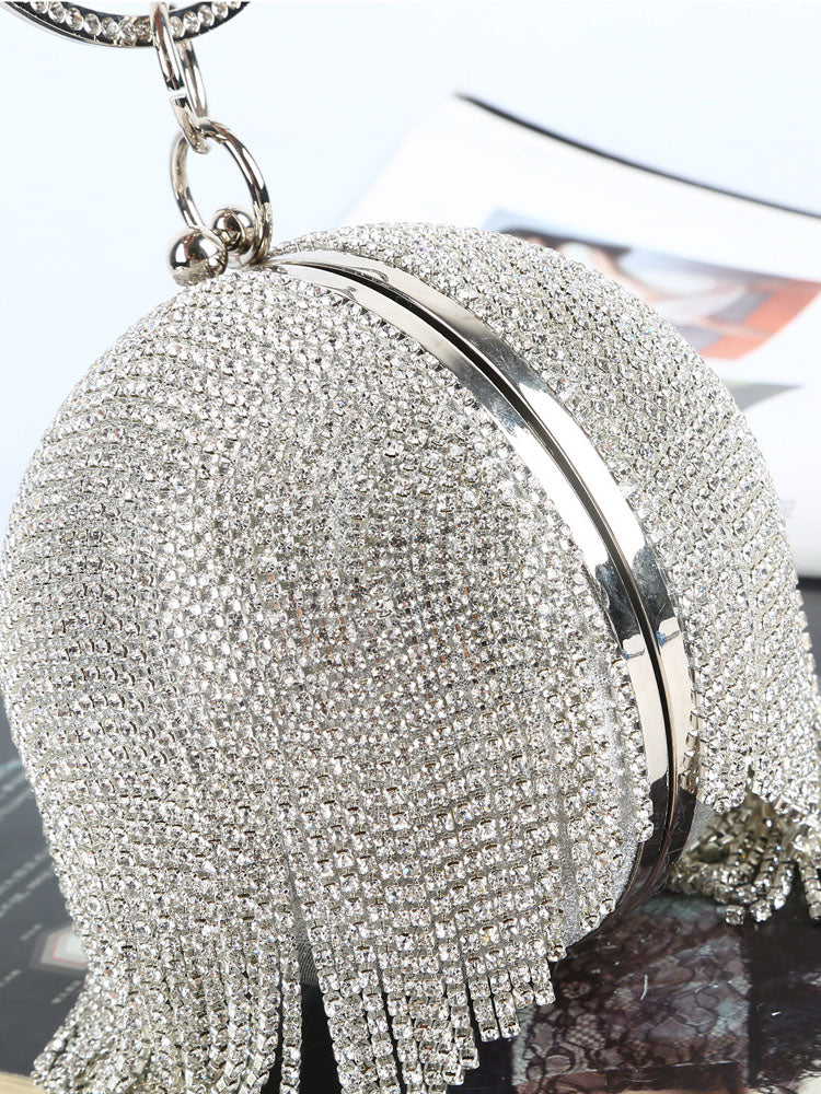 Cartera de noche con borlas de diamantes de imitación