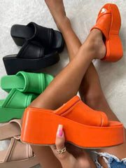 Platform Heel Wedges Slide Sandals