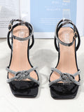 Rhinestone Square Toe Heel