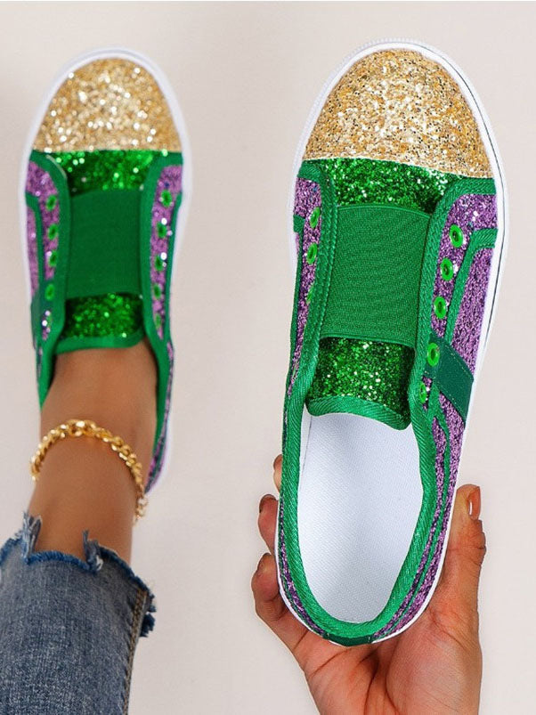 Color Block Sequin Canvas Sneakers