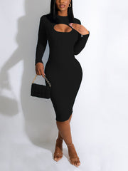 Ribbed Knit Cut Out Dresses