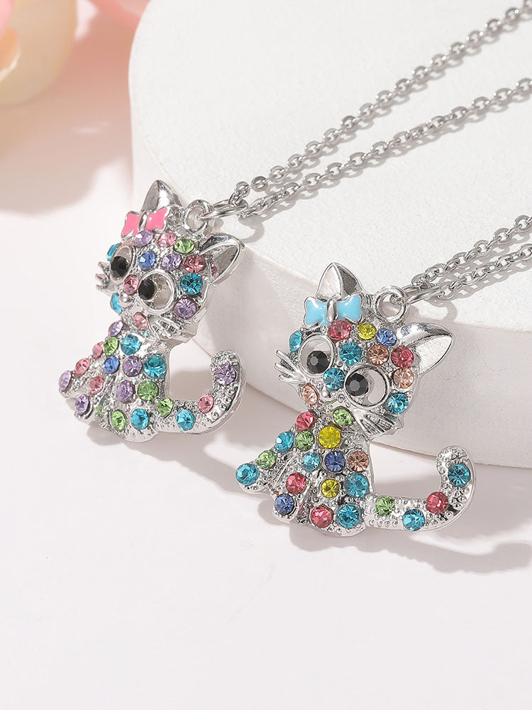 Conjunto de joyas de gato de cristal