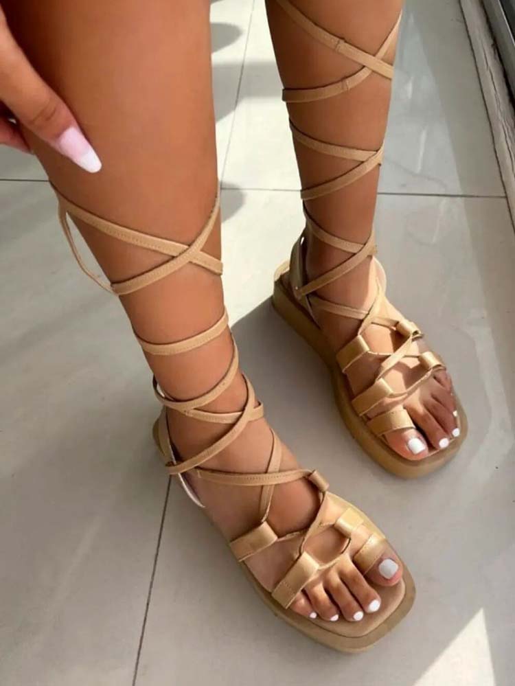 Thick Sole Lace Up Sandals