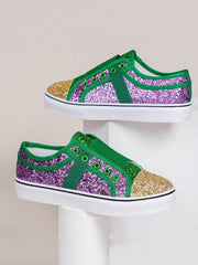 Color Block Sequin Canvas Sneakers