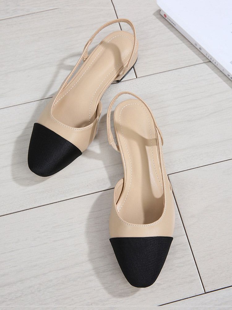 Chunky Heel Pointy Toe Slingback Sandals