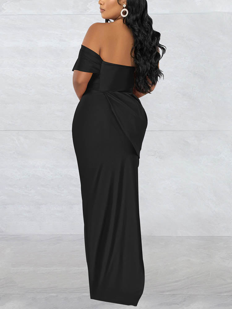 Corset Style High Slit Maxi Dress