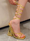 Geo Heel Square Toe Sandals