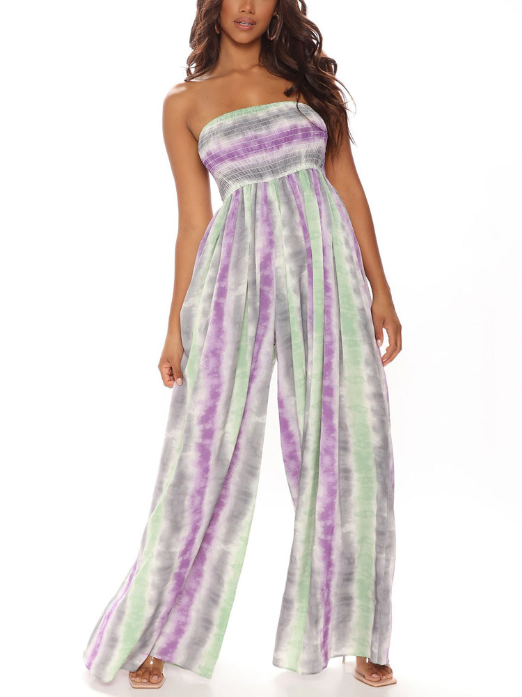 Tie Dye Strapless Jumpsuit