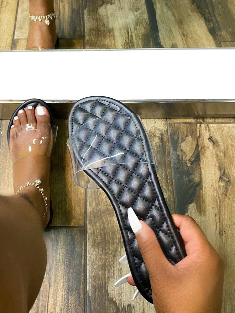 Clear Band Slide Flat Slippers