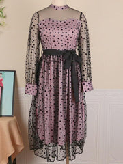 Polka Dot Mesh Patchwork Dress