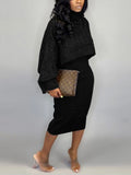 Knitted Turtleneck Sweaters & Tank Dress Set