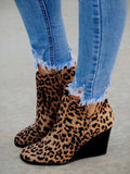 Leopard Cut Out Wedge Booties
