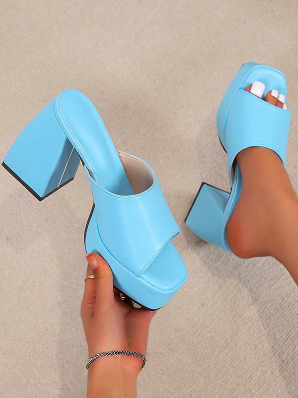 Square Toe Chunky Heel Sandal