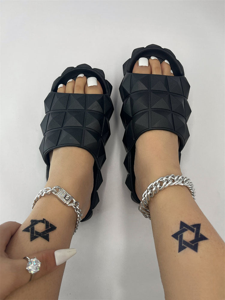 Stud Textured Soft Sole Slides