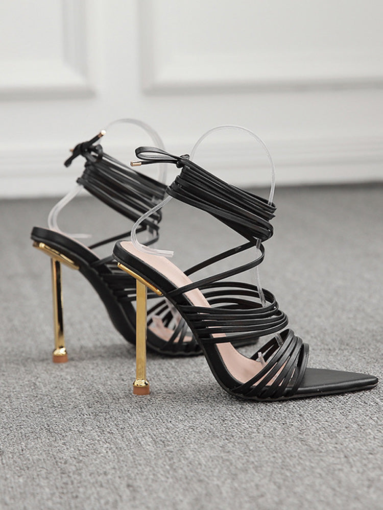 Lace-up Cross Strap Sandals