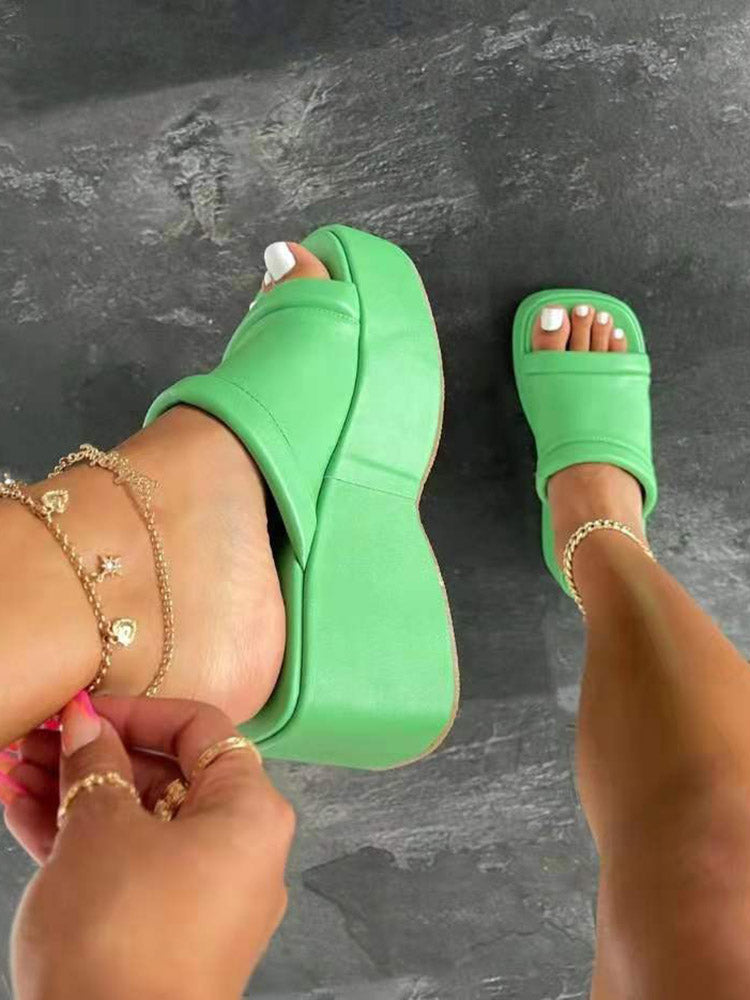 Platform Heel Wedges Slide Sandals