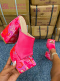 Printed Chunky Heeled Platform Sandals