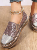Rhinestone Sequin Slip-on Loafer Shoes