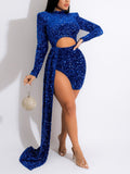 Sequin Irregular Cut Out Dress