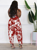Casual Print Halter Backless Jumpsuits