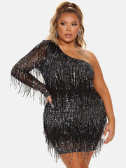 One-Shoulder Sequin Party Dress