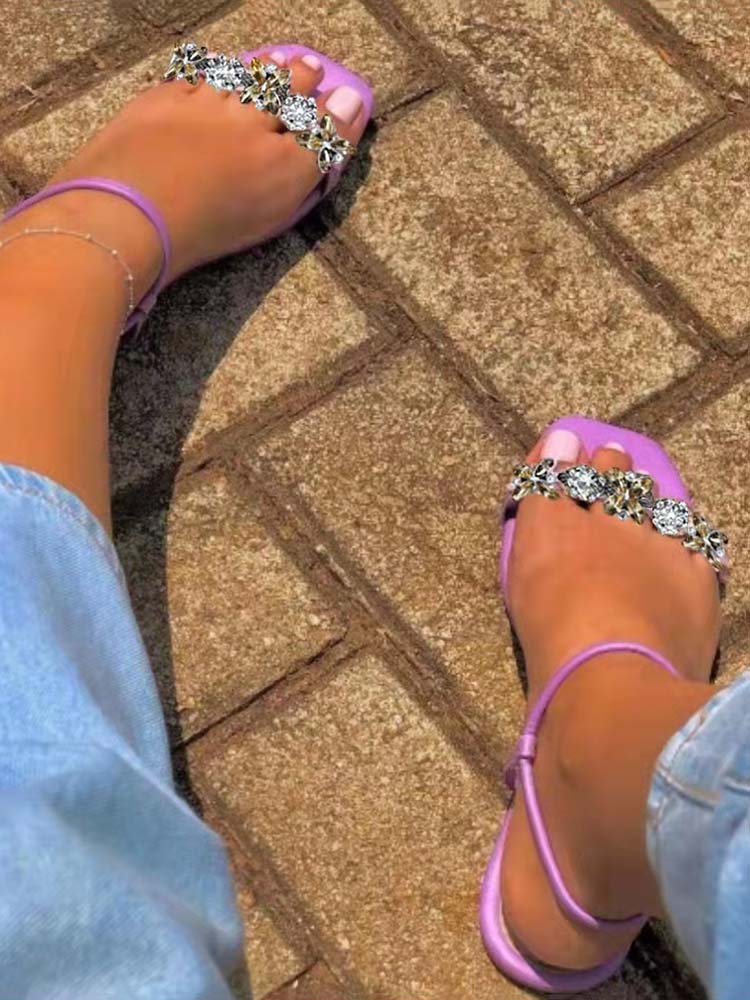 Rhinestone Flat Sandals