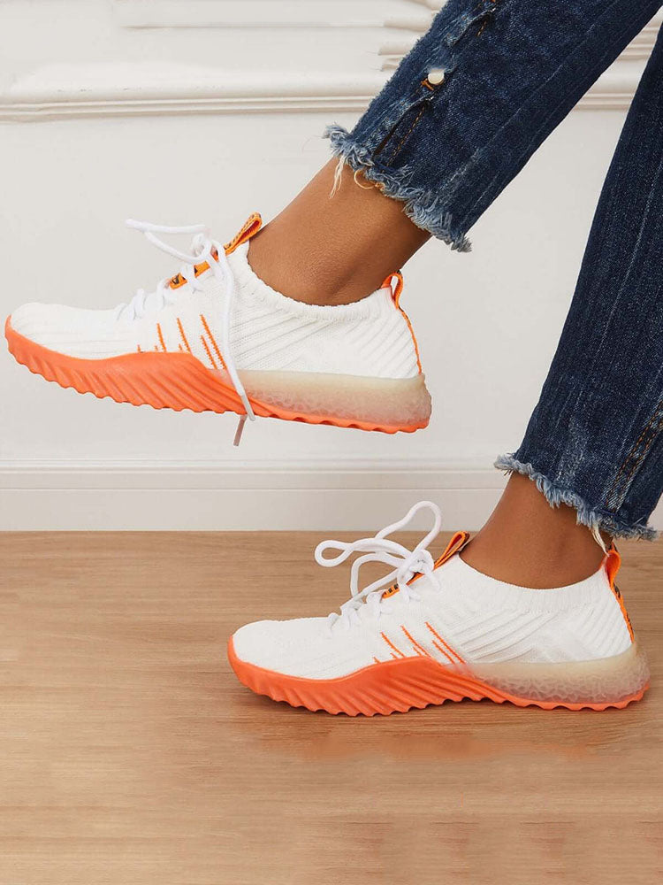 Casual Breathable Lace Up Knitted Sneakers