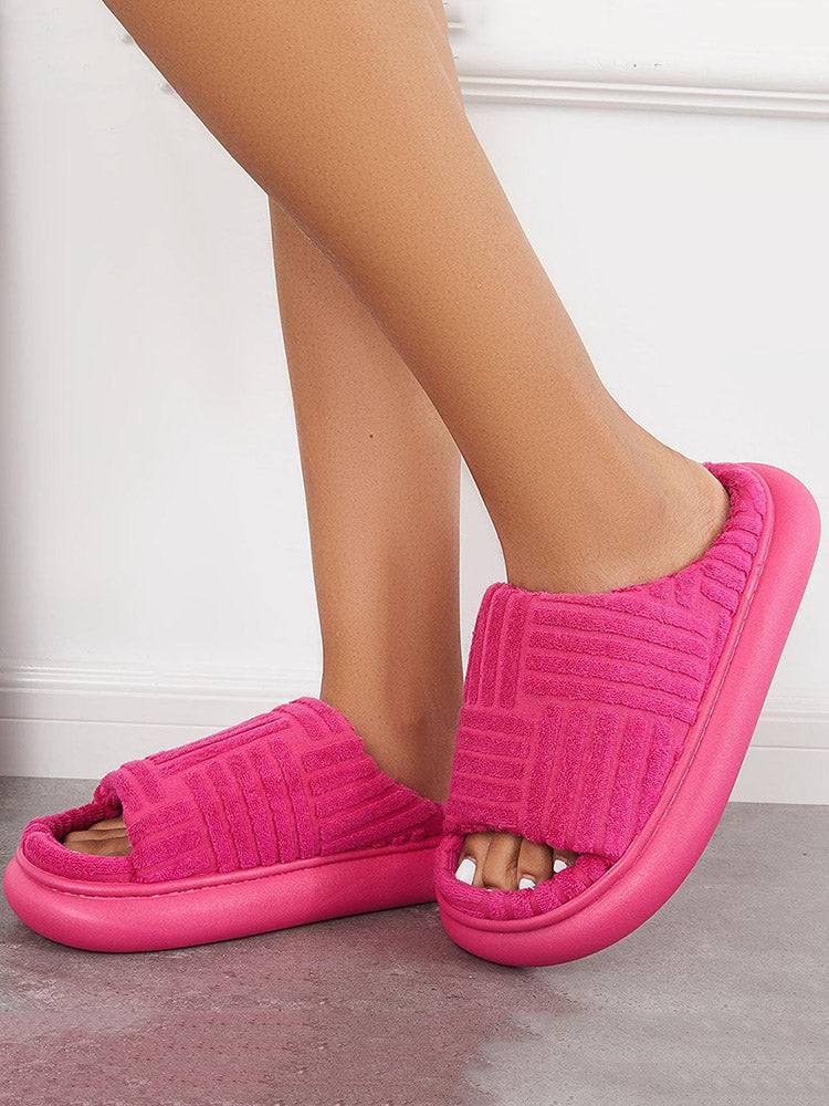 Towel Round Toe Platform Slides