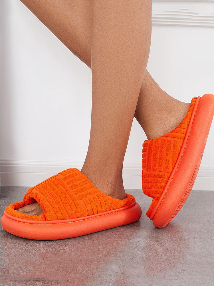 Towel Round Toe Platform Slides