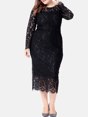 Elegant Long Sleeve Lace Maxi Dress