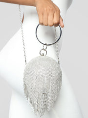 Rhinestone Tassel Evening Clutch