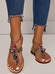 Crystal Rhinestone Flat Sandals