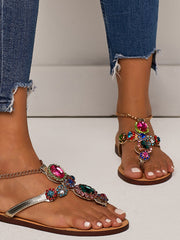 Crystal Rhinestone Flat Sandals